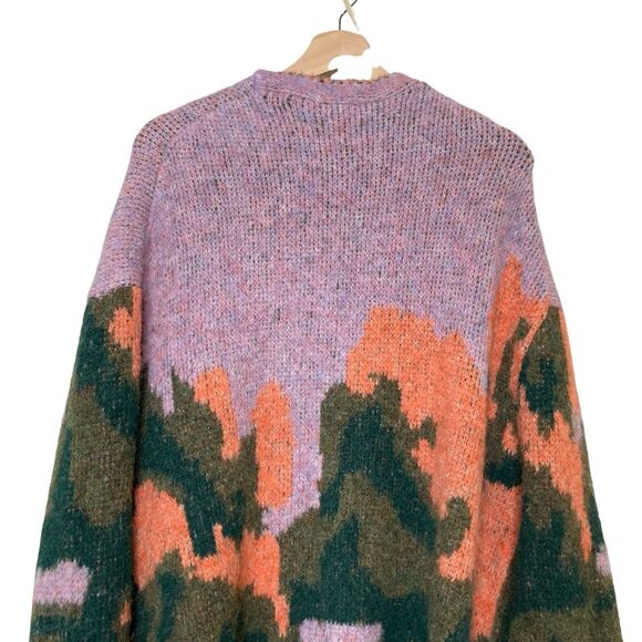 Kelly OBI Landscape Vintage Mohair Print Knit Cardigan Women M Long Sleeves NWT - Picture 5 of 14